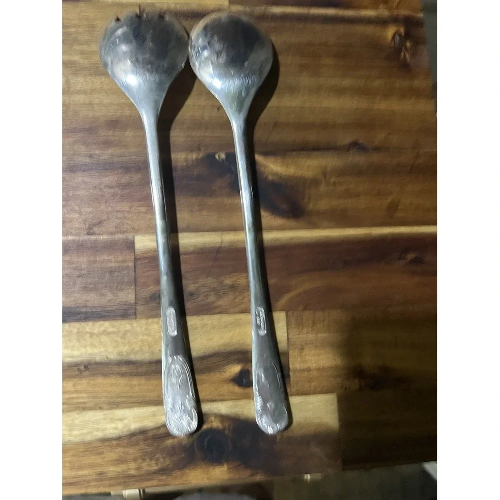 Vintage Italian Silver Plated Serving/Salad Fork And Spoon  Utensils 9 